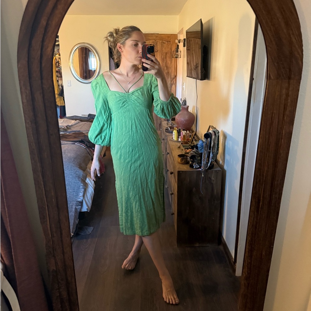 Anthropologie Maeve Green linen dress